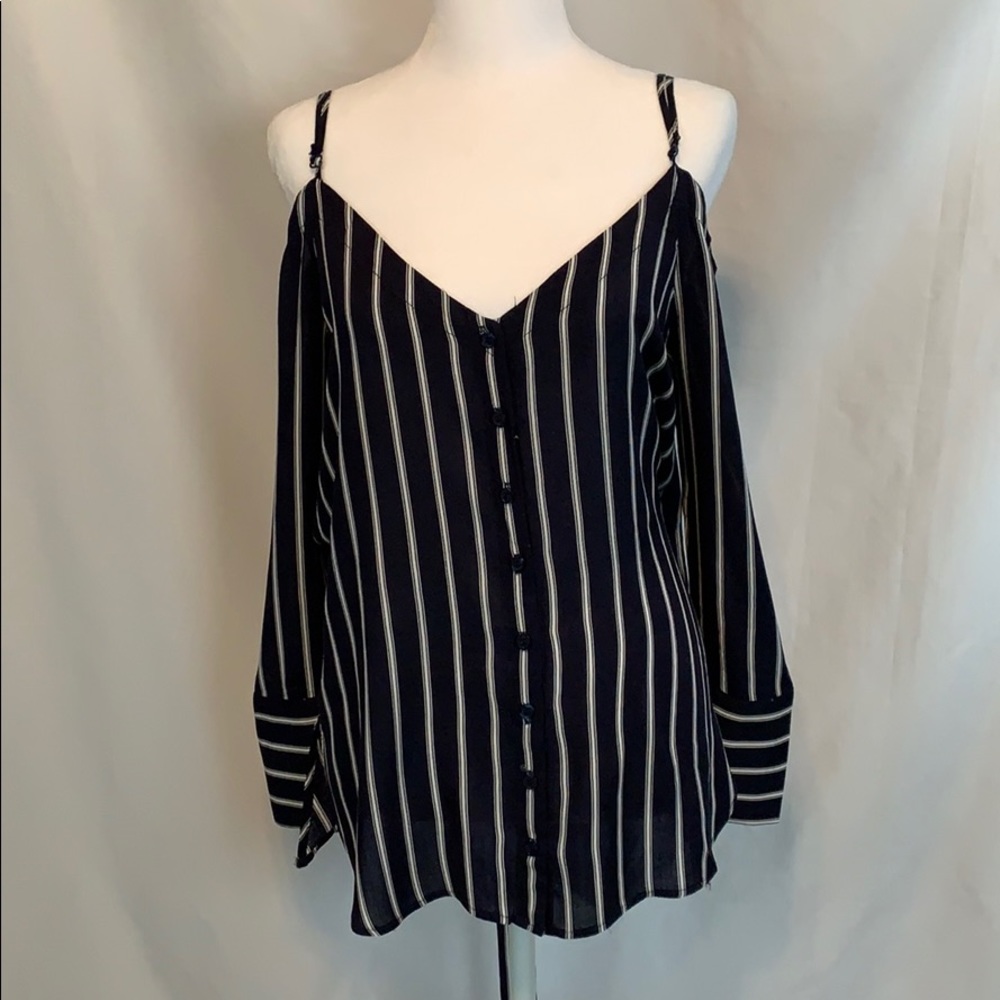Anna Grace : blue and white striped blouse